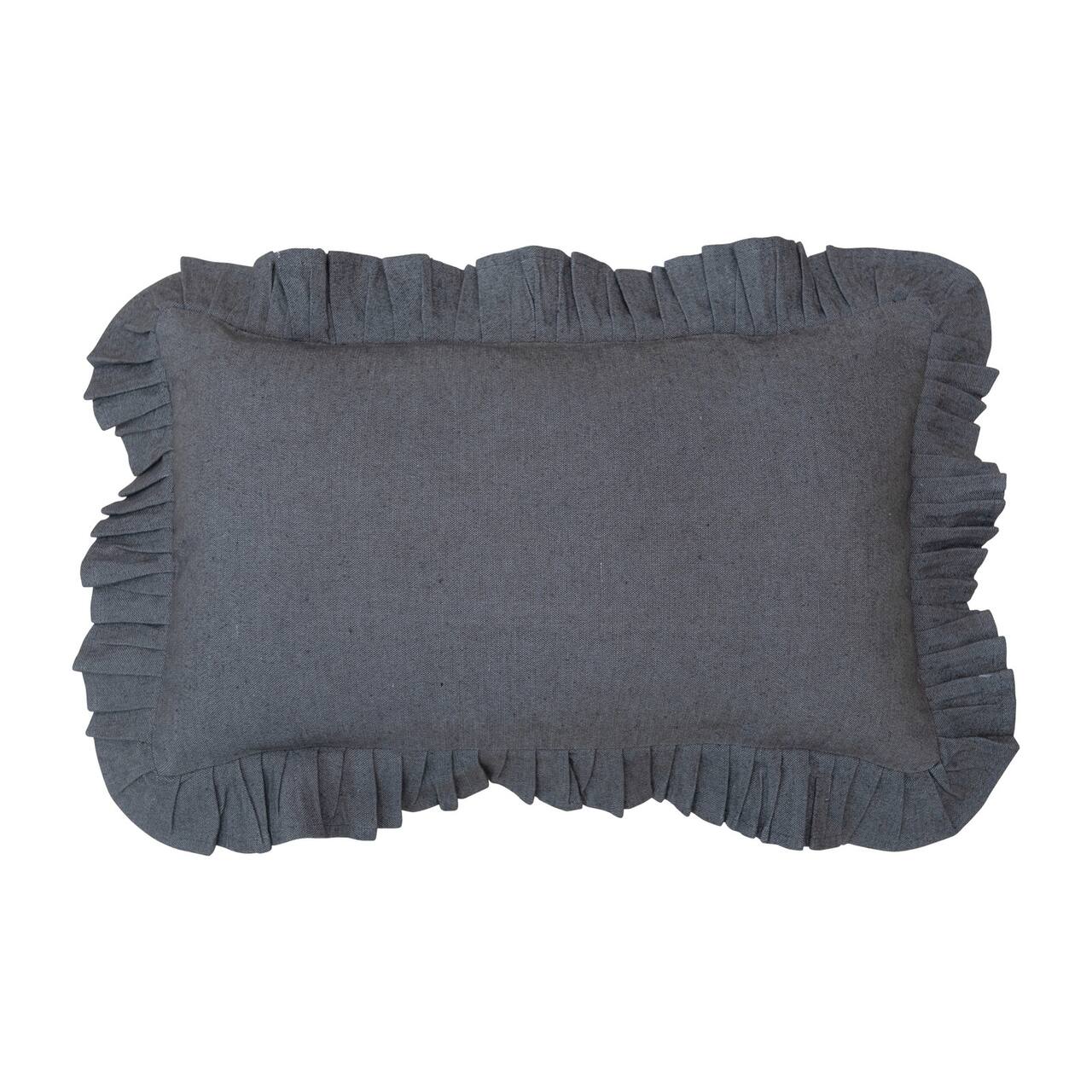 Hello Honey® Ruffled Chambray Woven Cotton Lumbar Throw Pillow